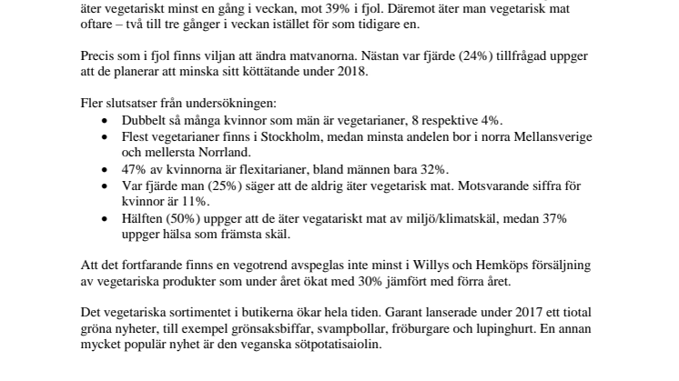 Vegotrenden 2017: Inte fler, men oftare