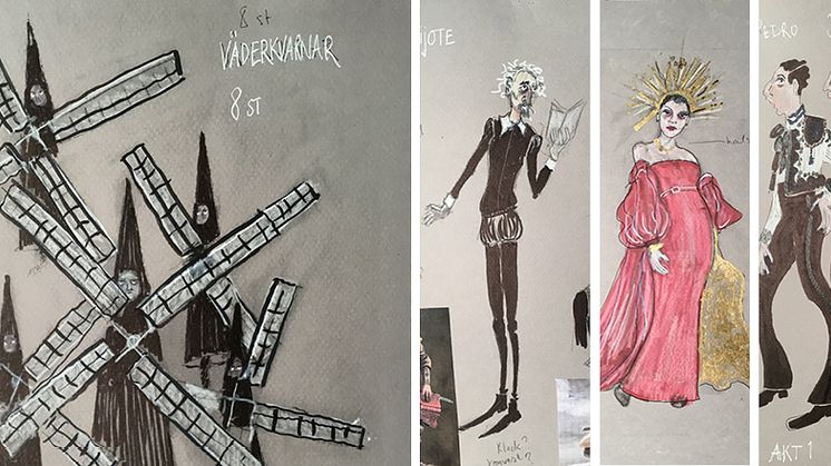 Don Quijote på Folkoperan 2018, kostymskisser av Magdalena Åberg