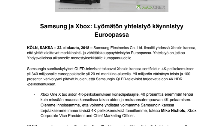 Samsung ja Xbox: Lyömätön yhteistyö käynnistyy Euroopassa