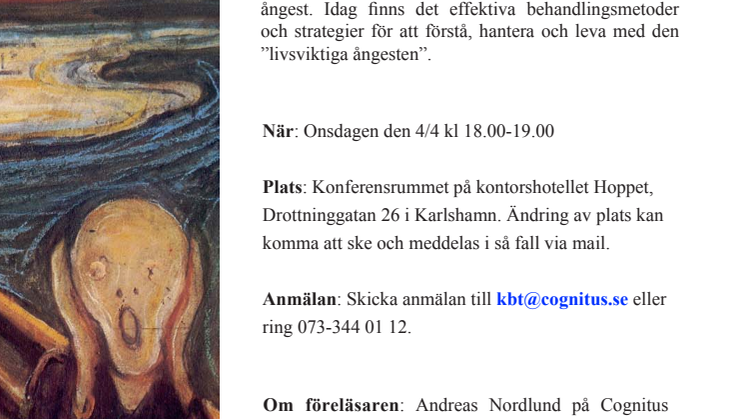 Öppen föreläsning om ångest och vad du kan göra för att hantera den