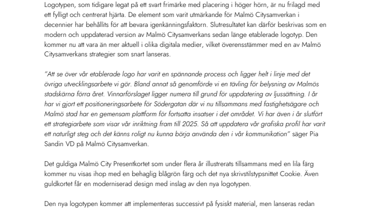Malmö City i nytt utseende