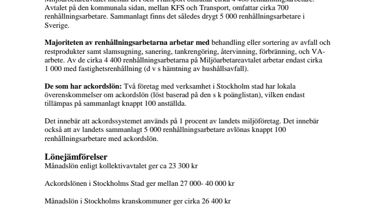 PM om Miljöarbetaravtalet – Lönesystem och arbetsmiljö