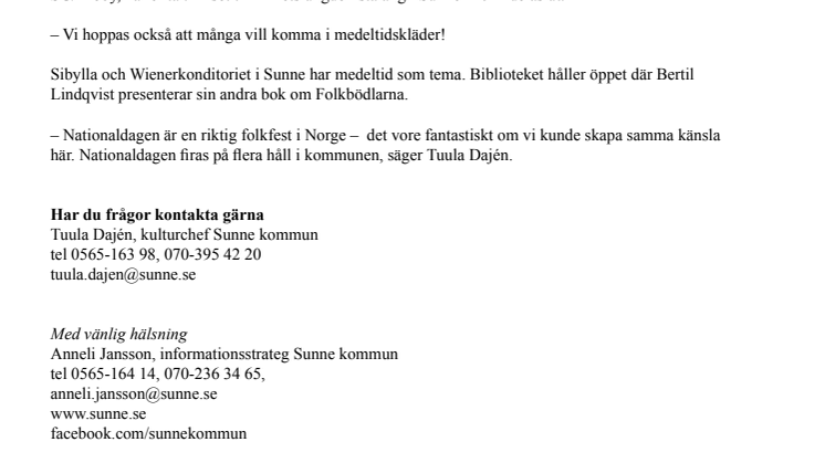 Medeltidsfest i Sunne på nationaldagen