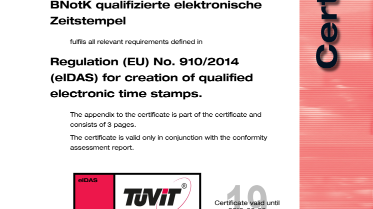 TÜV-IT Zertifikat Zeitstempel eIDAS BNotK