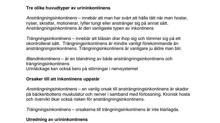 Fakta Inkontinens
