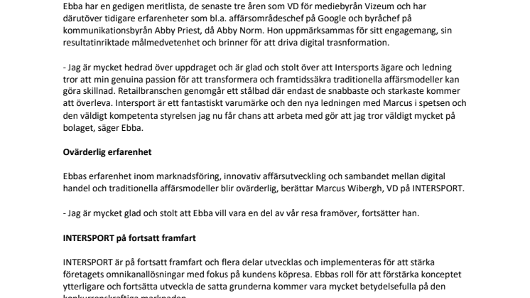 Topprekrytering till INTERSPORTs styrelse