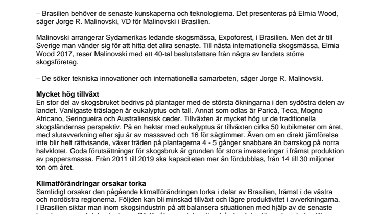 Brasilien söker innovationer och internationella samarbeten på Elmia Wood 