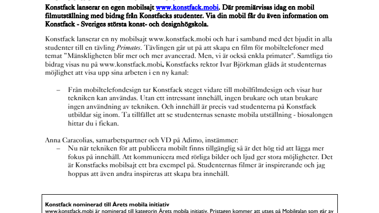 Konstfack – nu i din mobil