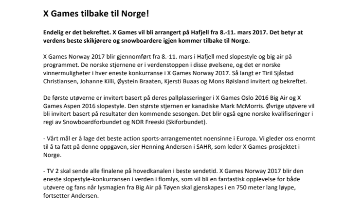 Renault sponser X Games Norway 2017