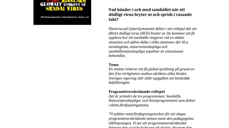 Smittspridning:  Ett rollspel om frihet och kontroll