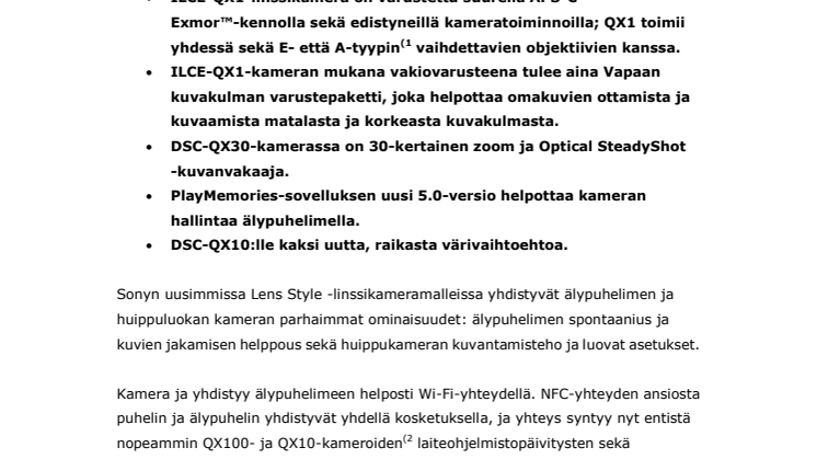 Sony laajentaa Lens Style -linssikameramallistoaan ja esittelee uuden vaihdettavien objektiivien konseptin