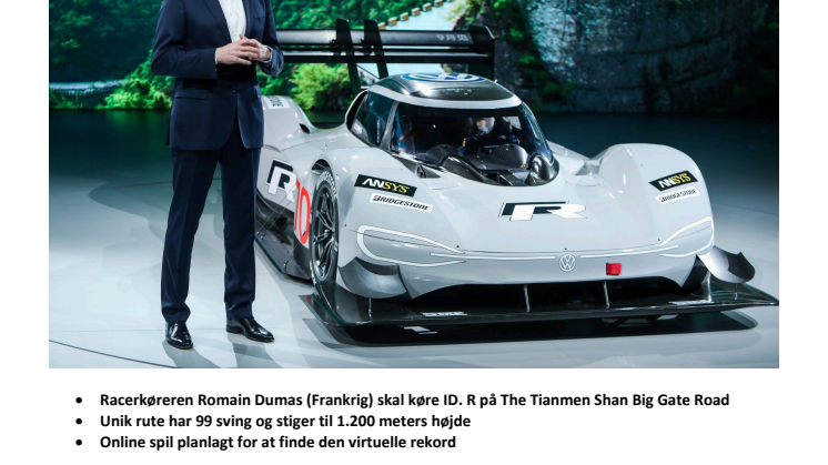 ”Den kinesiske udfordring”: Volkswagen ID. R indtager "Den himmelske vej"
