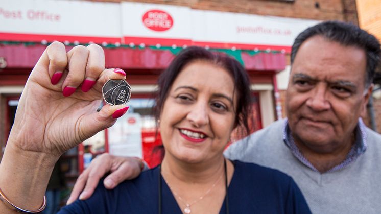Postmaster Umesh Sanghani and his wife Rashmita outside Dedworth Green Post Office