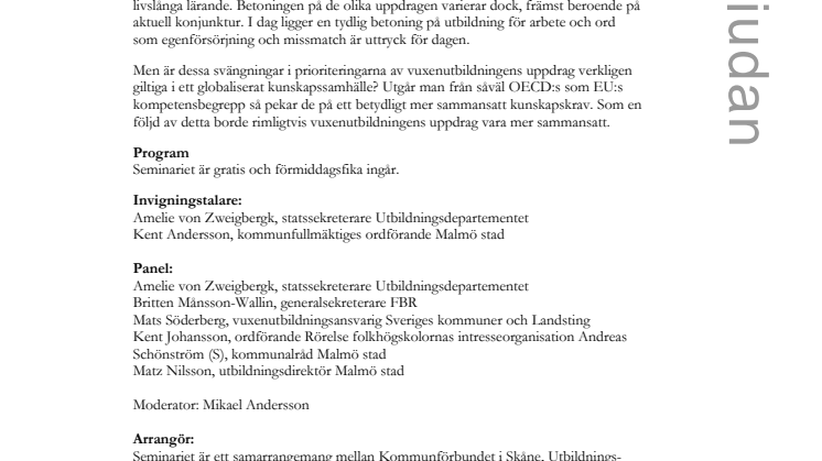 Stadsbiblioteket i Malmö: Vuxenutbildning – som idé och praktik