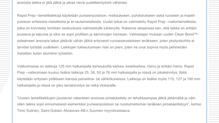 Uudet lamellilaikat pinnan työstöön