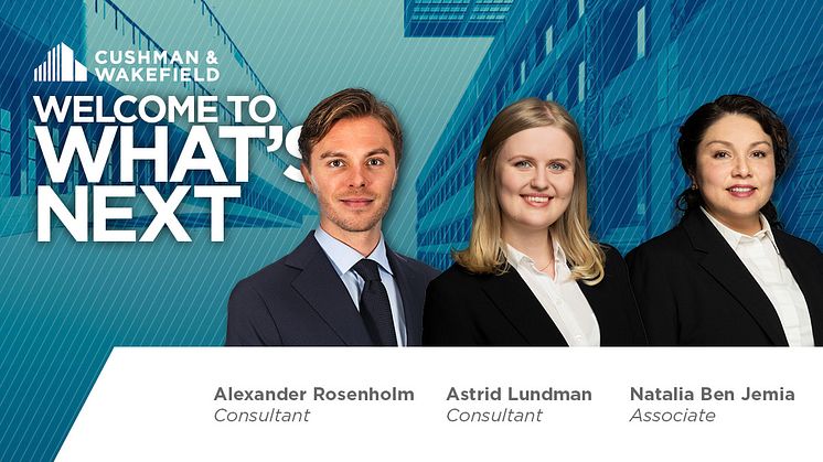 Alexander Rosenholm, Astrid Lundman och Natalia Ben Jemia har rekryterats till affärsområde Tenant Representation.