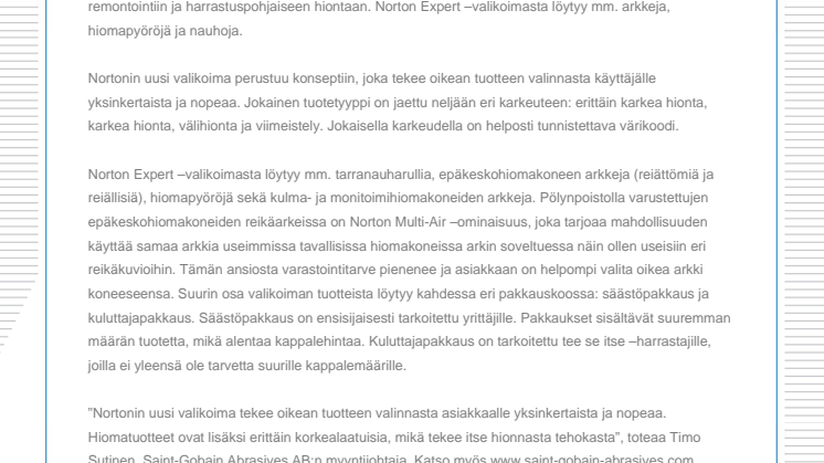 Uusi hiomatuotteiden valikoima saneeraukseen, remontointiin ja harrastuspohjaiseen hiontaan