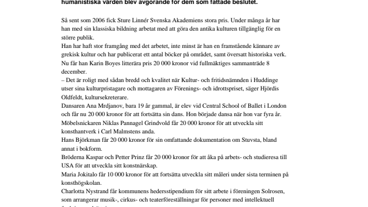De fick årets kulturpriser i Huddinge