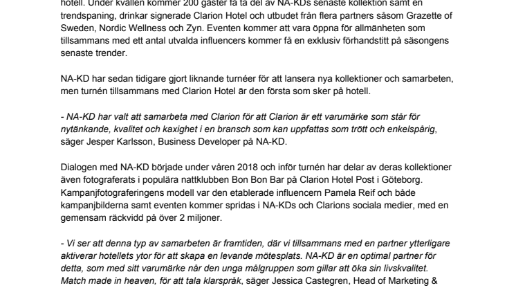 CLARION HOTEL I EXKLUSIVT SAMARBETE MED NA-KD