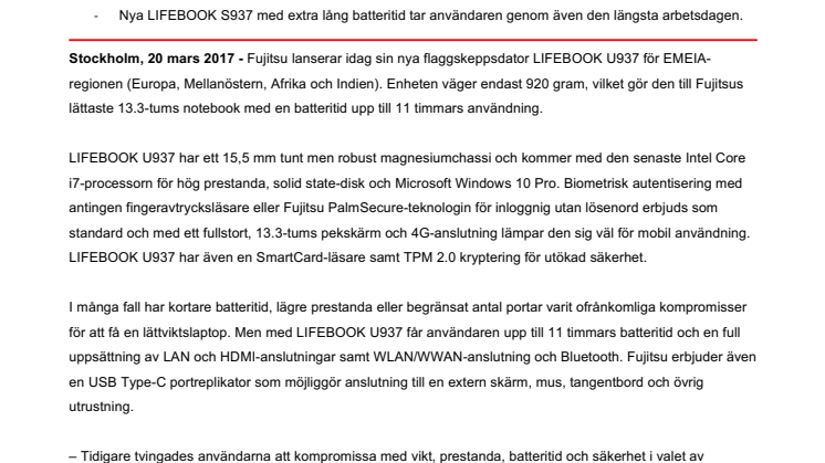 Fujitsu lanserar två nya modeller till LIFEBOOK-serien