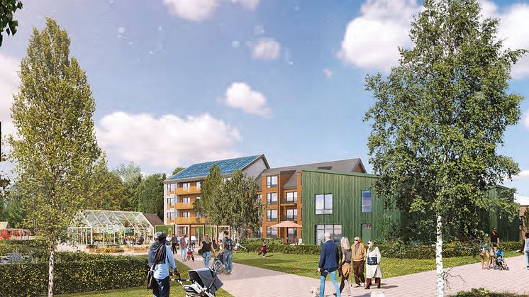 GretaBo planerar för cirka 150 bostadsrätter/hyresrätter i delområde C.         Illustration: GretaBo