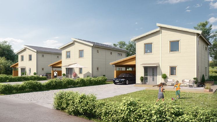 Nöbbele Park - 3D-bild av framsida Villa Aspen. 