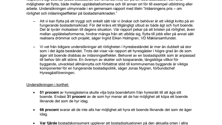 Inlåst bostadsmarknad hindrar utbildning, jobb och tillväxt