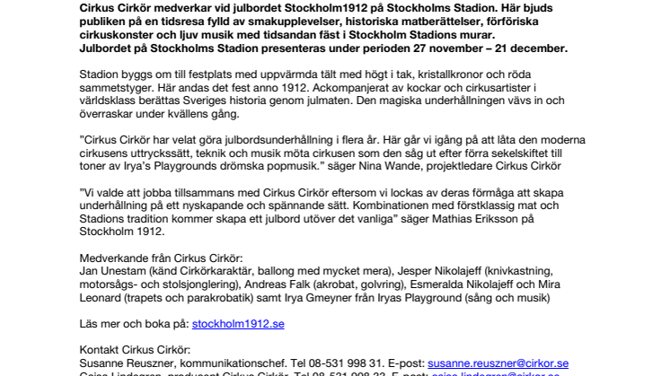 Cirkus Cirkör signerar underhållning vid julbord på Stockholms Stadion – ett julbord som går till historien