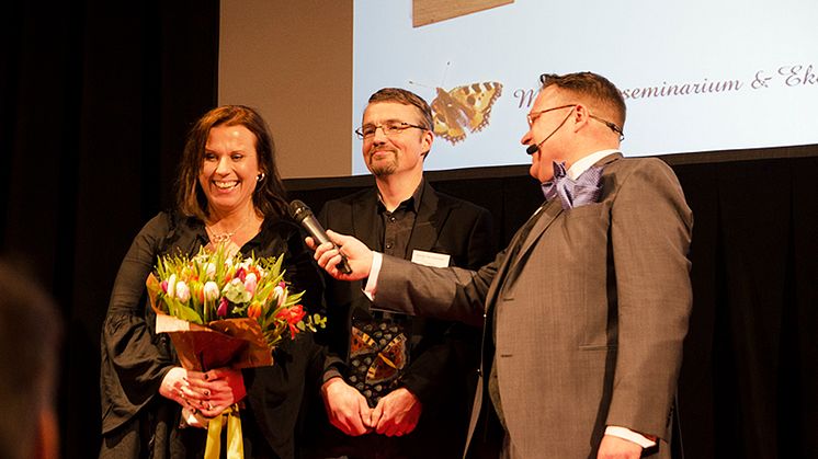 Hanna och Niklas Hermansson med Ekogalans konferencier Svante Kaijser.