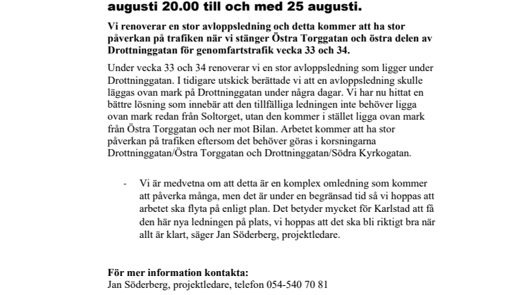 Pressmeddelande Östra Torggatan och östra Drottninggatan stängs för genomfartstrafik.pdf