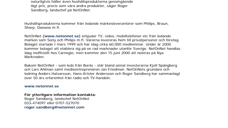 NetOnNet utökar med Sveriges största utbud av hushållsprodukter på nätet
