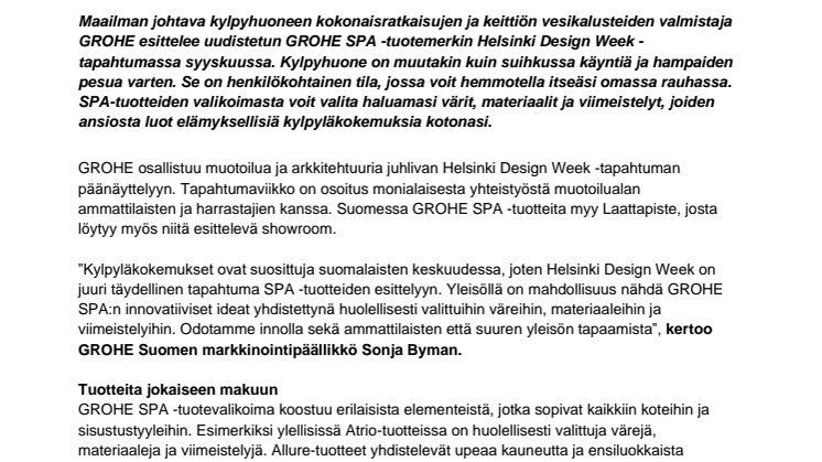 Helsinki Design Week GROHE esittelee uuden GROHE SPA -tuotemerkkinsä.pdf