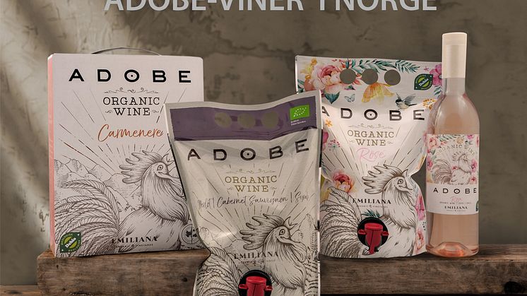 Adobe-vinene i Norge er økologiske og kommer i både bag-in-box, pouch og PET