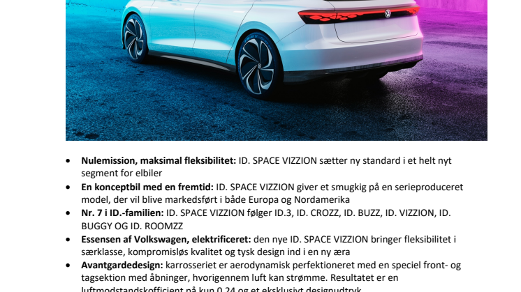 Verdenspremiere: ID. SPACE VIZZION – aerodynamisk perfektion og ekstraordinær rummelighed