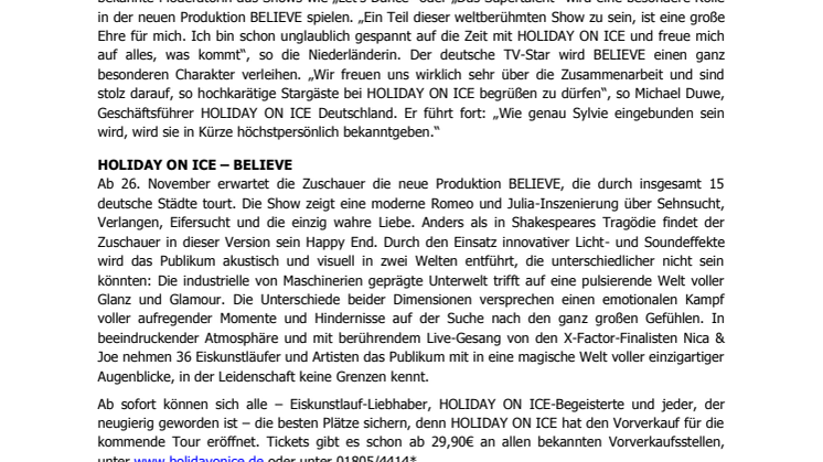 Jetzt wird’s heiß: HOLIDAY ON ICE präsentiert Sylvie Meis