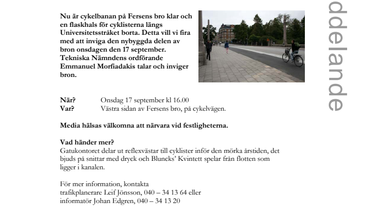 Invigning av cykelbanan på Fersens bro!
