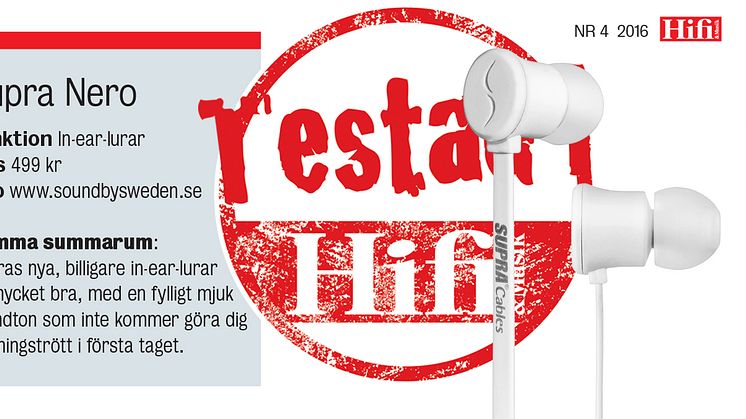 SUPRA NERO - Topptestad i tidningen Hifi & Musik 