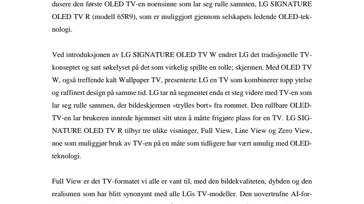 LG presenterer verdens første TV som kan rulles sammen