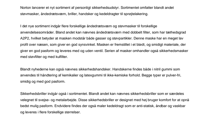 Nyt sortiment af personligt sikkerhedsudstyr 