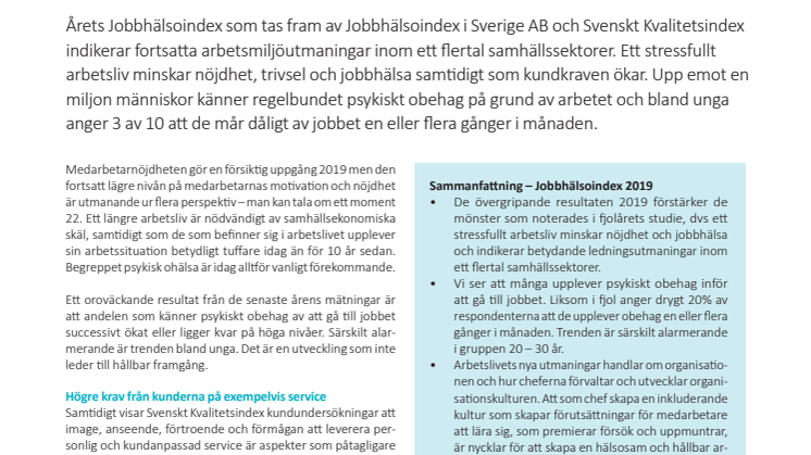 Jobbhälsoindex 2019
