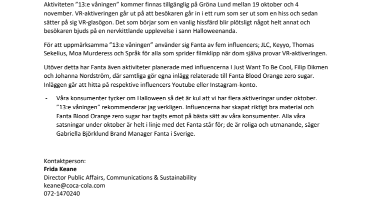 Fanta utmanar konsumenter att åka till 13:e våningen