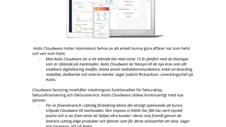 Asitis lanserar ny plattform för factoring