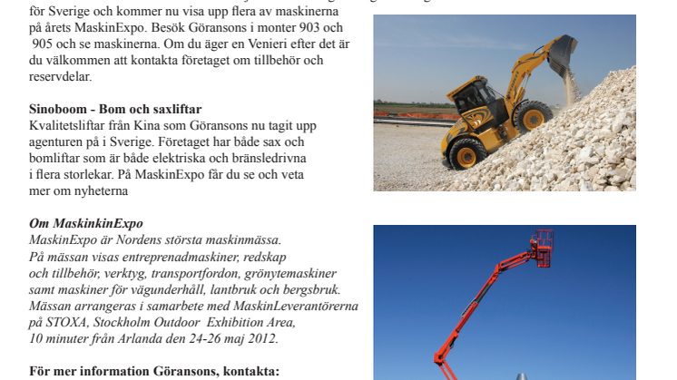 Lasta och Lifta med Göransons på MaskinExpo