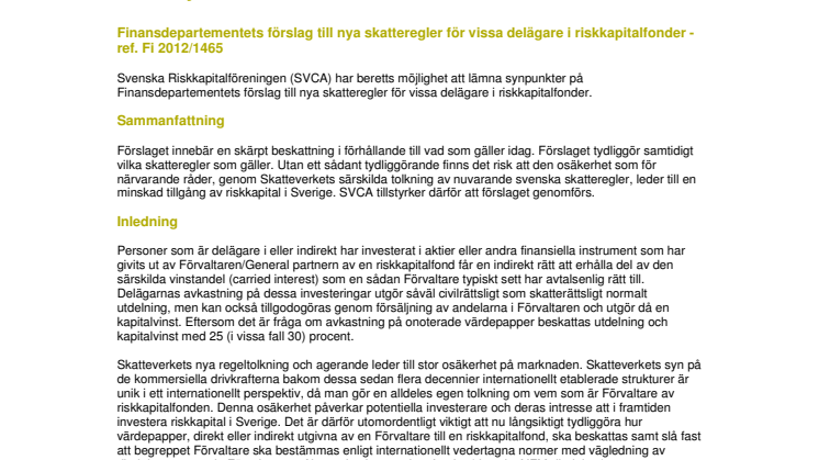 Remissyttrande Fi2012/1465