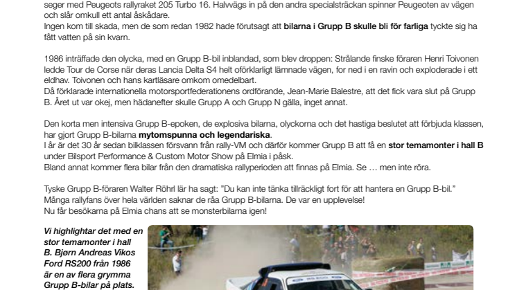 Legendariska Grupp B-bilar på Elmia!