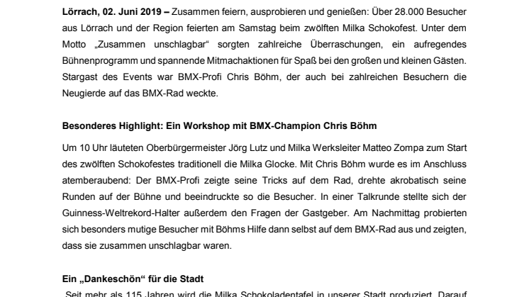 „Zusammen unschlagbar”: Milka begeisterte mit seinem 12. Schokofest in Lörrach