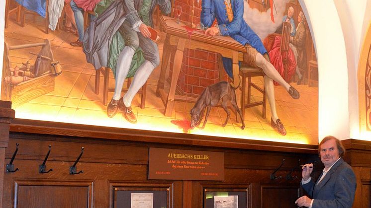„Goethes Faust-Inspirationen“ in Auerbachs Keller -  Neues Wandgemälde von Volker Pohlenz