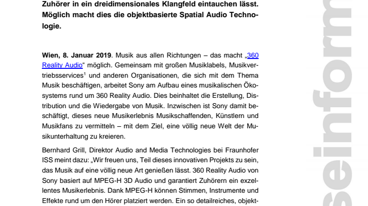 Sony präsentiert neues „360 Reality Audio“ Musikerlebnis