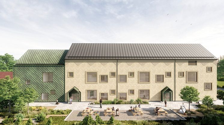 Klövervallens förskola tillbyggnad - vy från norr