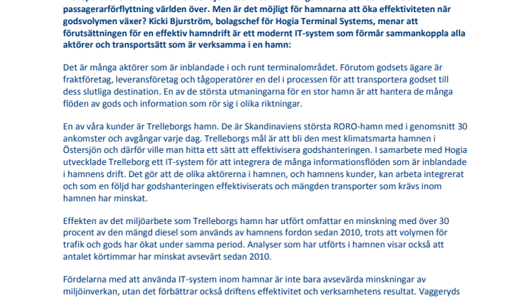 Moderna IT-system kan effektivisera hamnarna 
